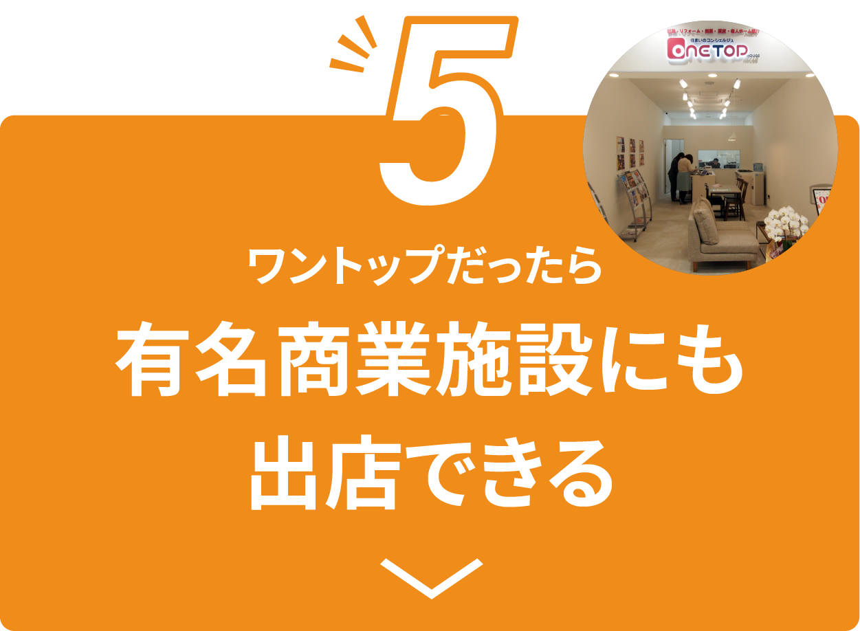 ワントップだったら有名商業施設にも出店できる